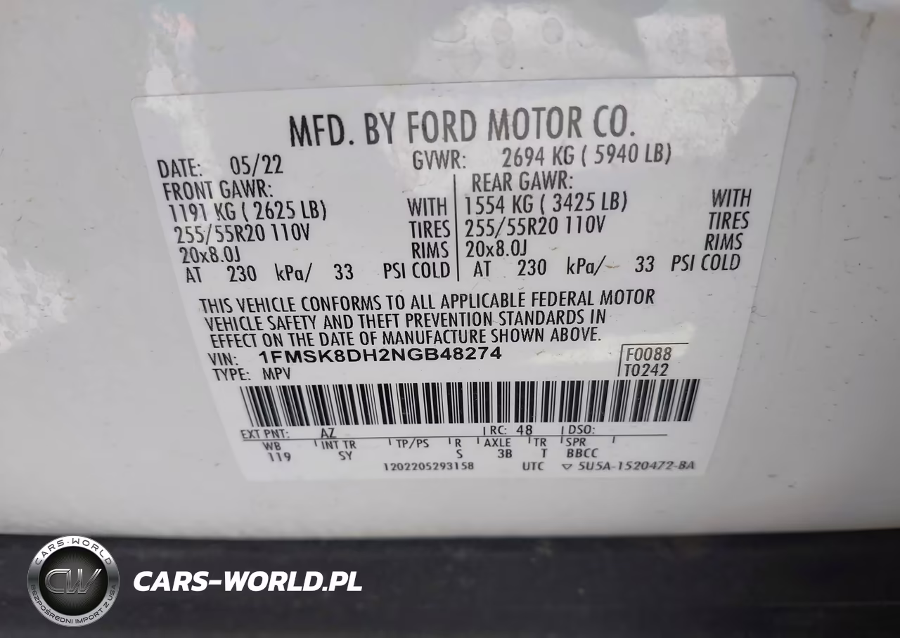 2022 Ford Explorer Xlt VIN:1FMSK8DH2NGB48274 - 9