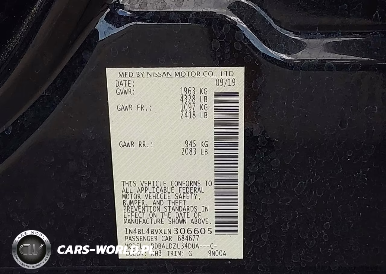 2020 Nissan Altima S Fwd VIN:1N4BL4BVXLN306605 - 9