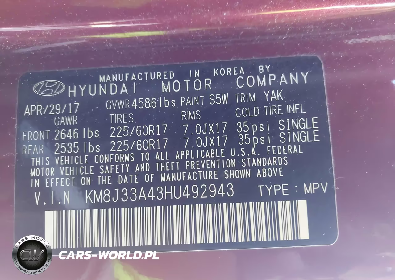 2017 Hyundai Tucson Se Plus VIN:KM8J33A43HU492943 - 9