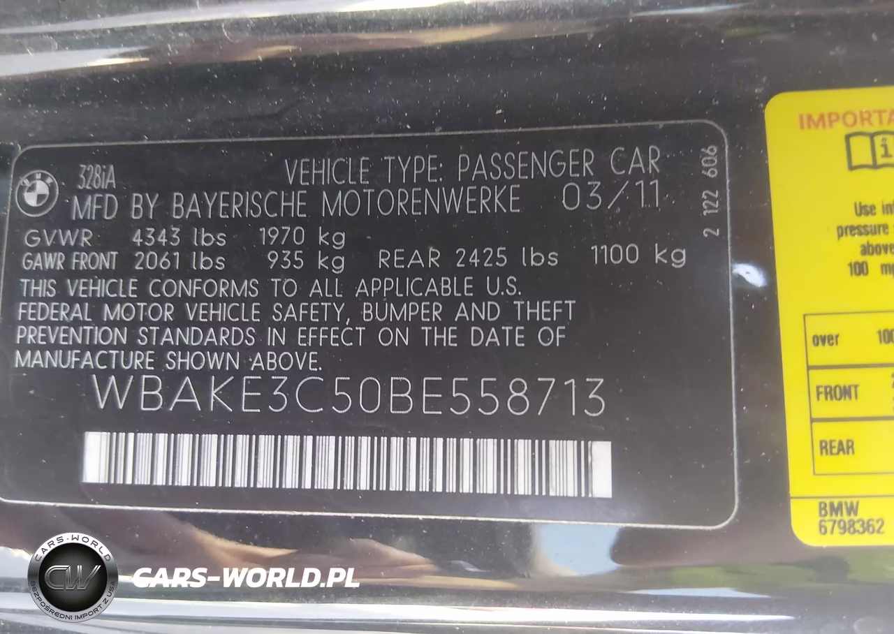 2011 BMW 328I VIN:WBAKE3C50BE558713 - 9