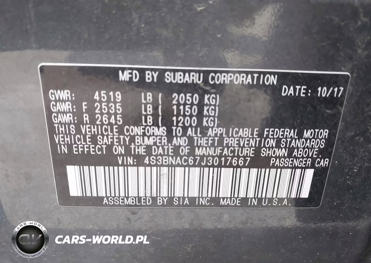 2018 Subaru Legacy 2.5I Premium VIN:4S3BNAC67J3017667 - 9