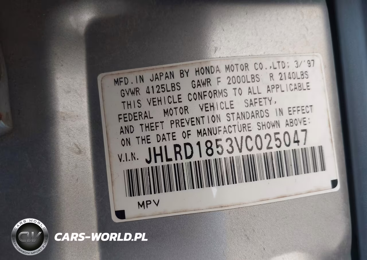 1997 Honda Cr-V VIN:JHLRD1853VC025047 - 9