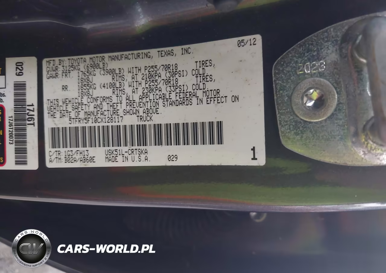 2012 Toyota Tundra Grade 5.7L V8 VIN:5TFRY5F10CX128117 - 9