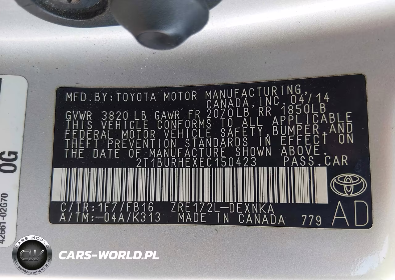 2014 Toyota Corolla Le VIN:2T1BURHEXEC150423 - 9