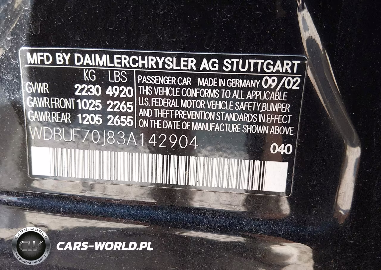 2003 Mercedes-Benz E 500 VIN:WDBUF70J83A142904 - 9