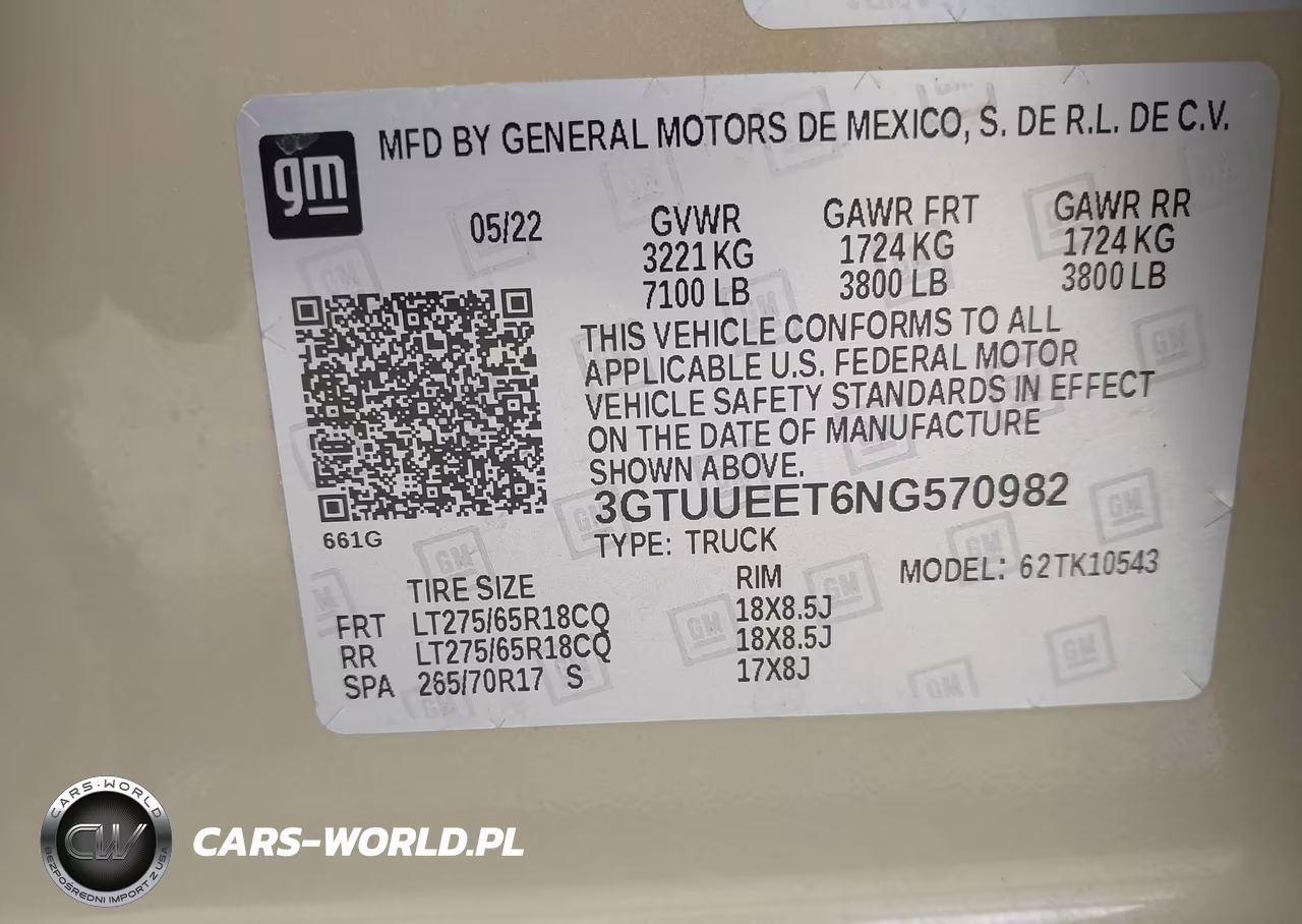 2022 GMC Sierra 1500 4Wd Short Box At4 VIN:3GTUUEET6NG570982 - 9