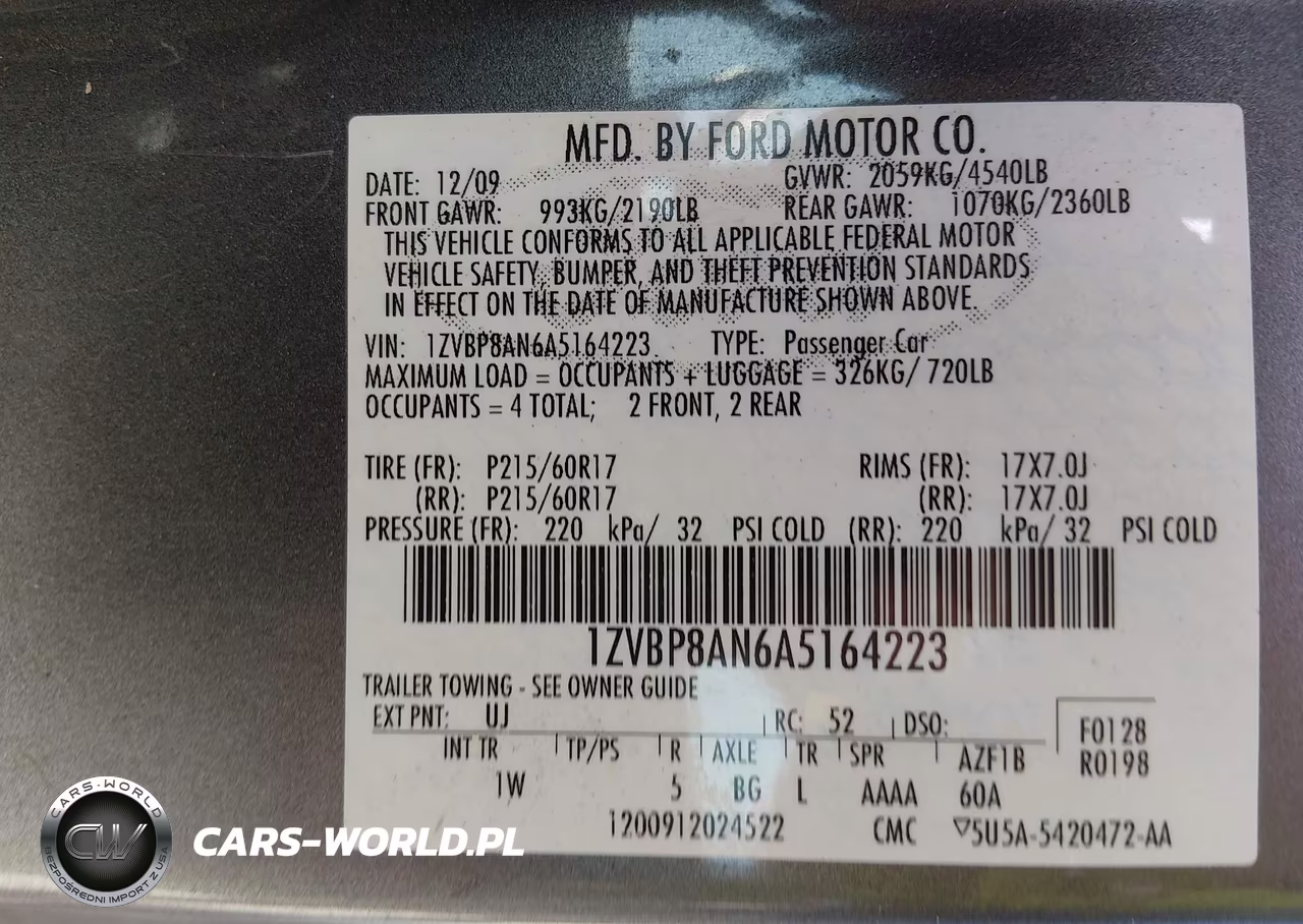 2010 Ford Mustang V6 VIN:1ZVBP8AN6A5164223 - 9