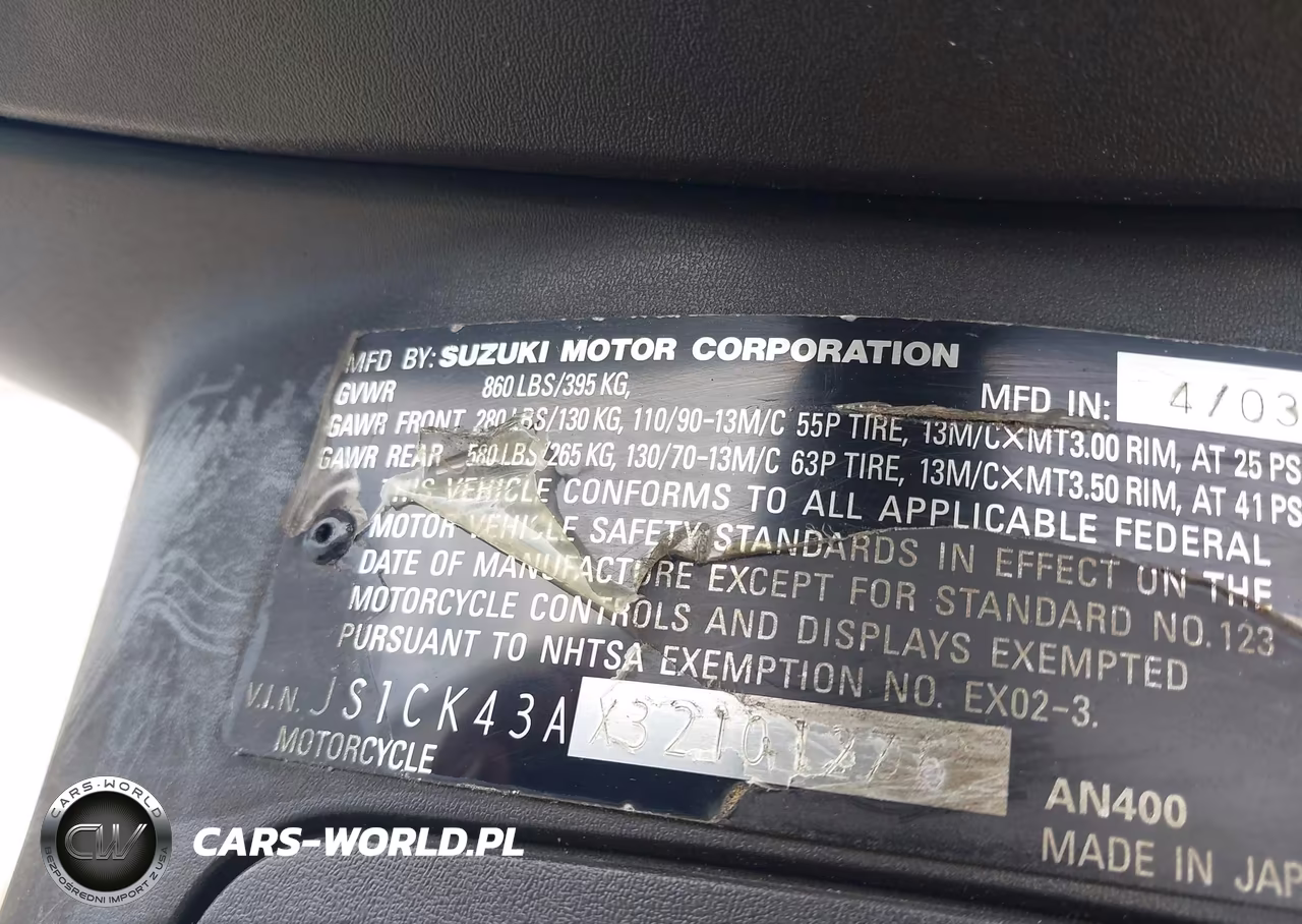 2003 Suzuki An400 K3 VIN:JS1CK43AX32101276 - 10