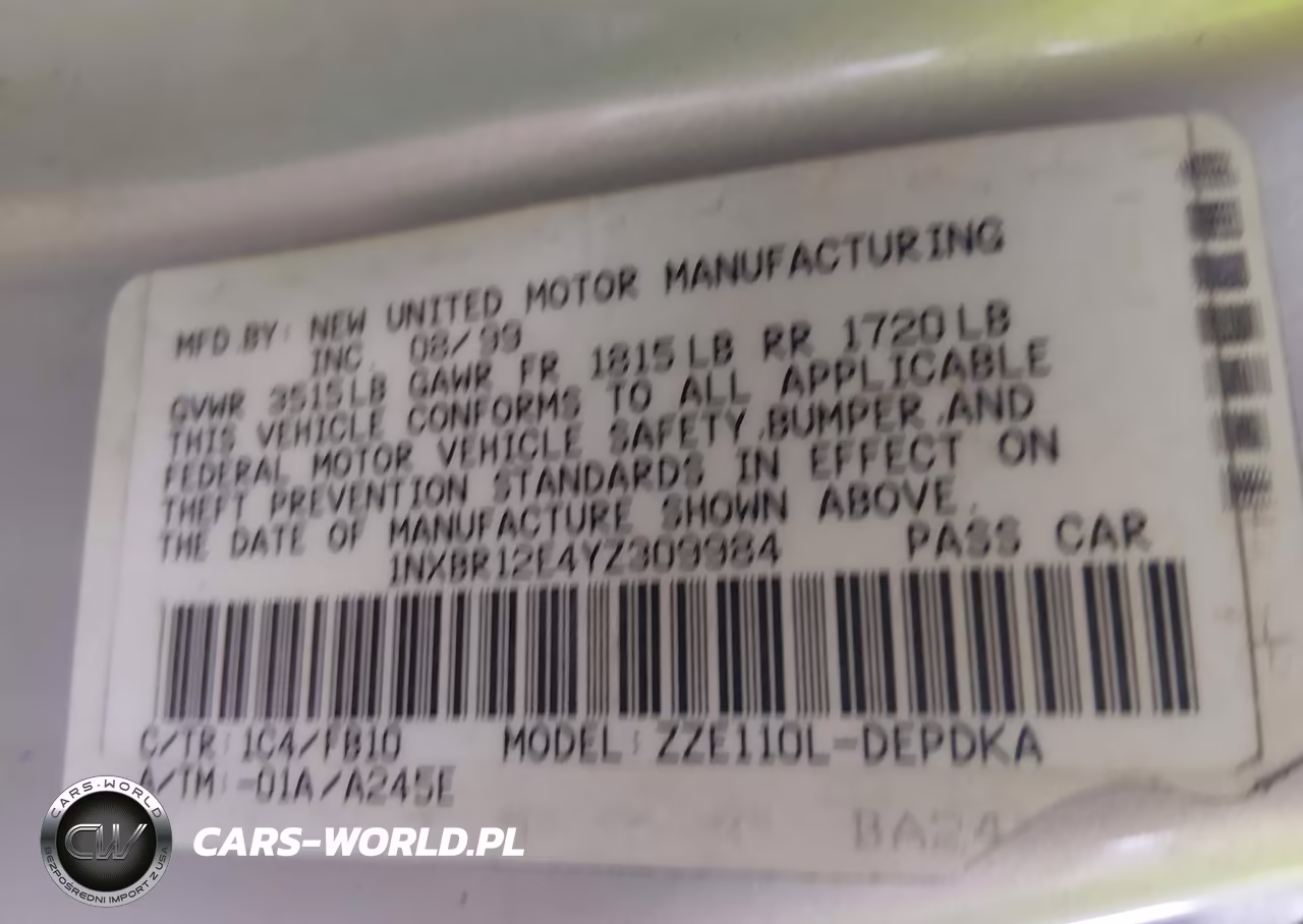 2000 Toyota Corolla Ce VIN:1NXBR12E4YZ309984 - 9