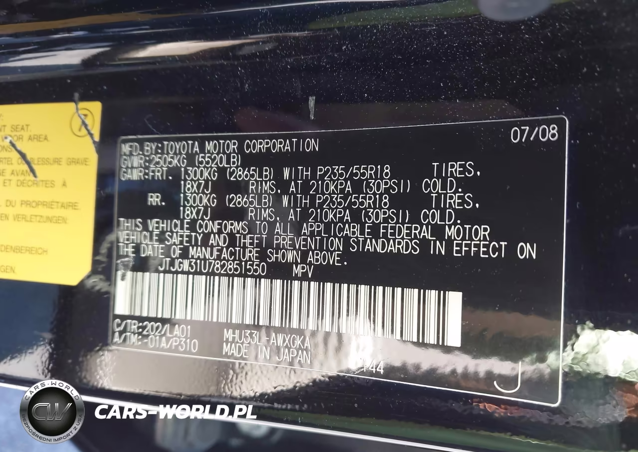 2008 Lexus Rx 400H VIN:JTJGW31U782851550 - 9