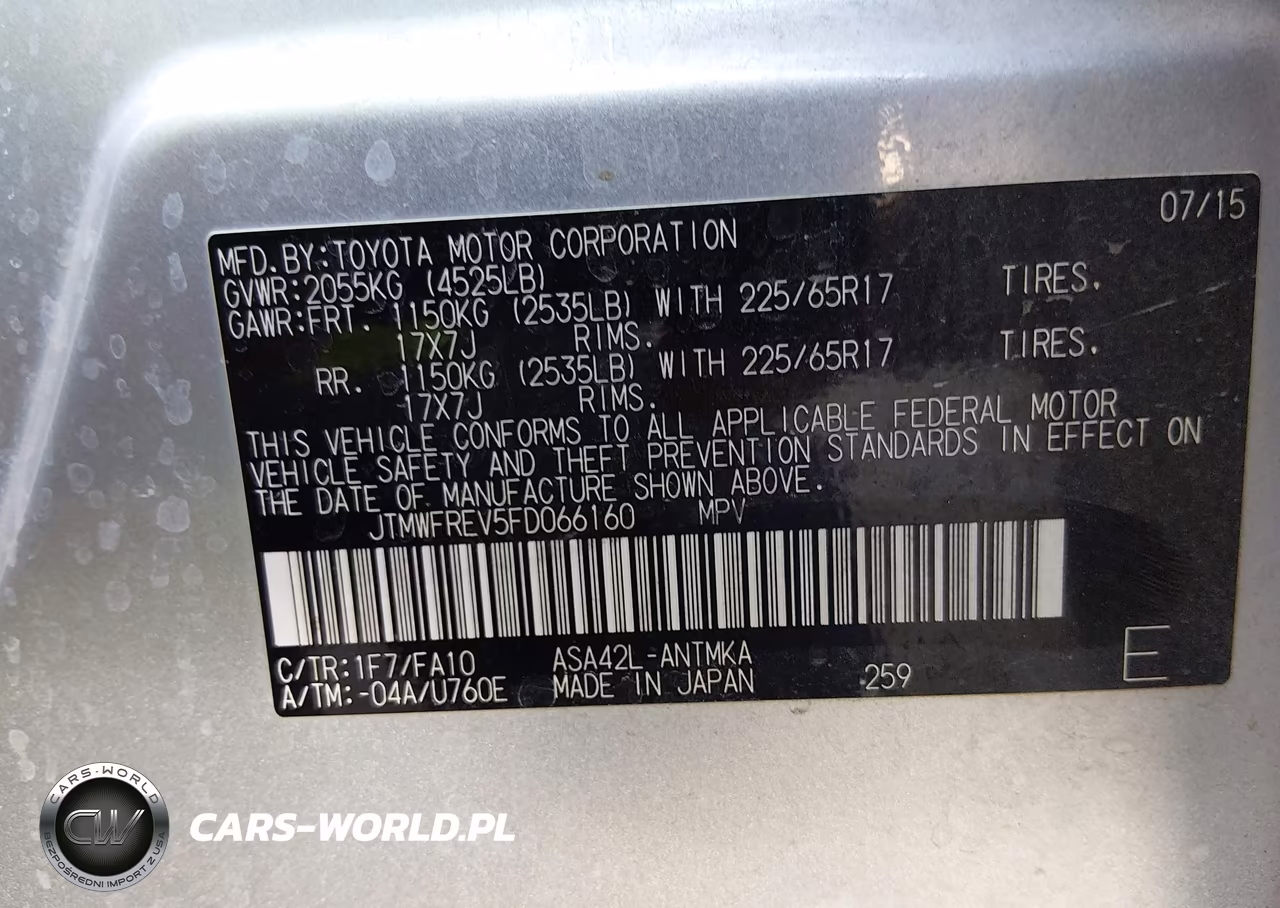 2015 Toyota Rav4 Xle VIN:JTMWFREV5FD066160 - 9