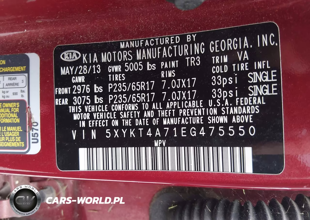 2014 Kia Sorento Lx V6 VIN:5XYKT4A71EG475550 - 9