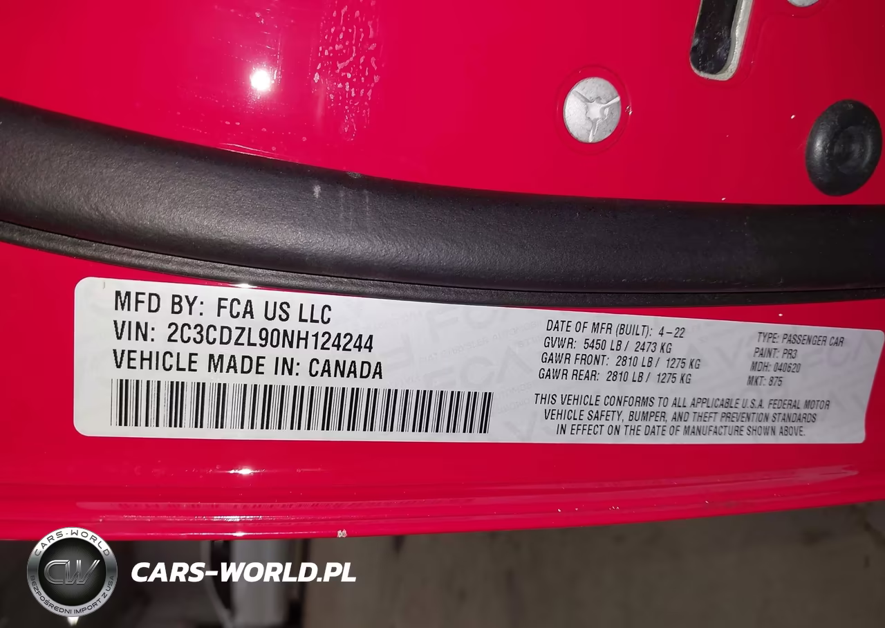 2022 Dodge Challenger Srt VIN:2C3CDZL90NH124244 - 9