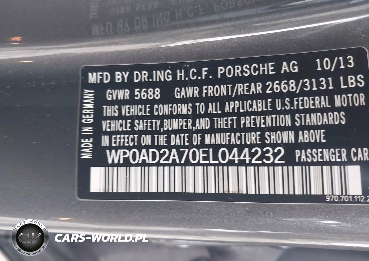 PORSCHE PANAMERA E-HYBRID VIN:WP0AD2A70EL044232 - 9