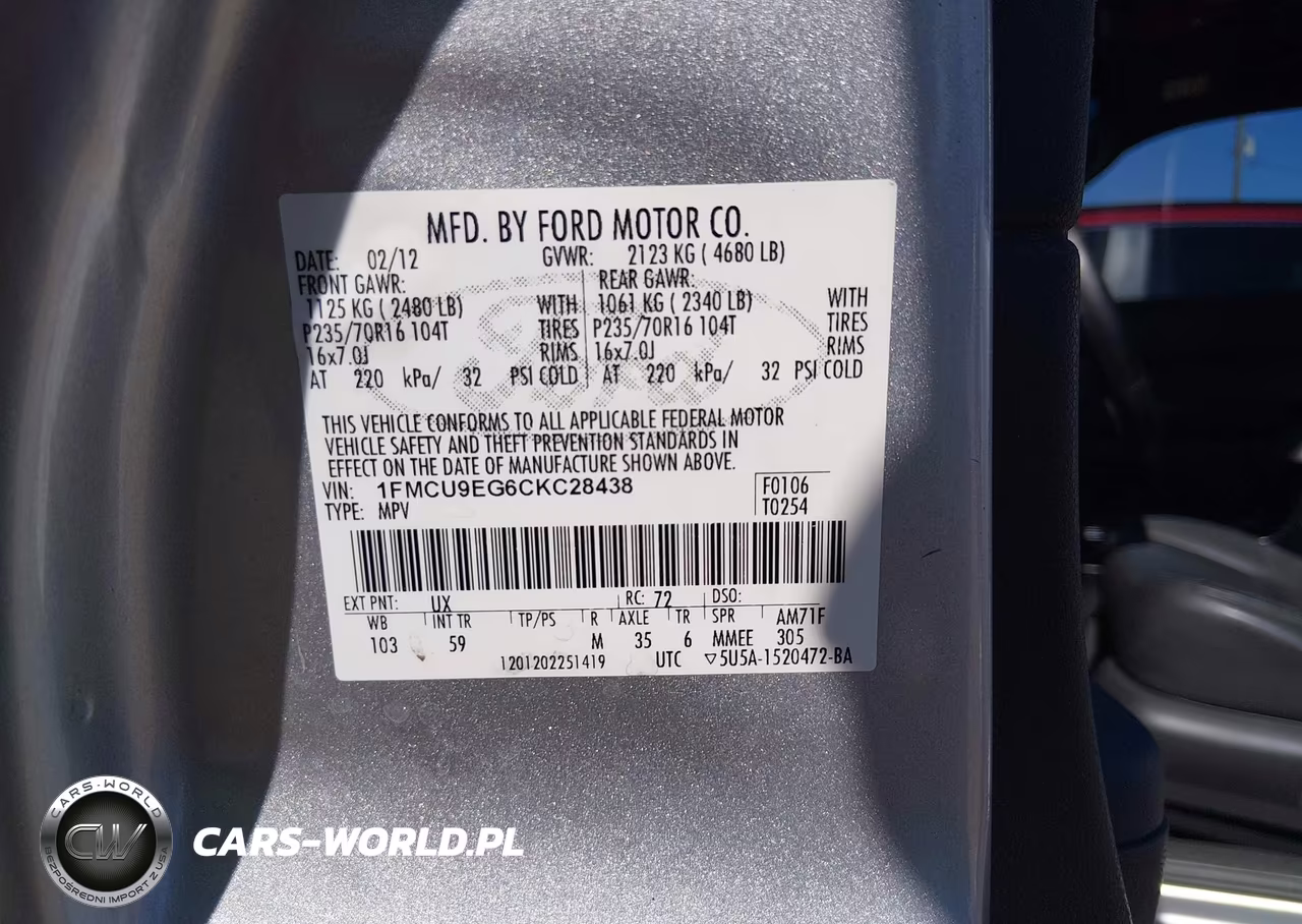 2012 Ford Escape Limited VIN:1FMCU9EG6CKC28438 - 9