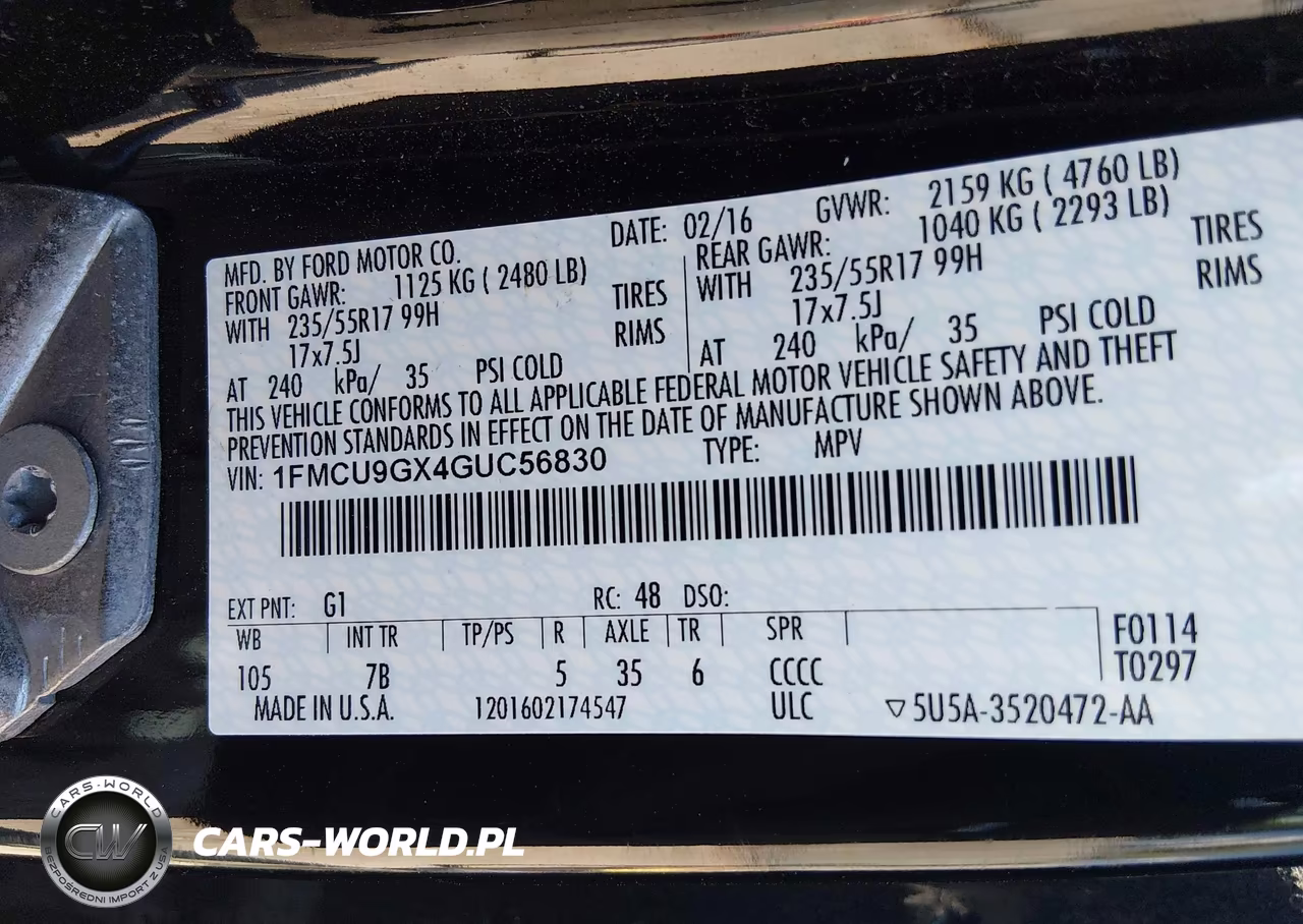 2016 Ford Escape Se VIN:1FMCU9GX4GUC56830 - 9