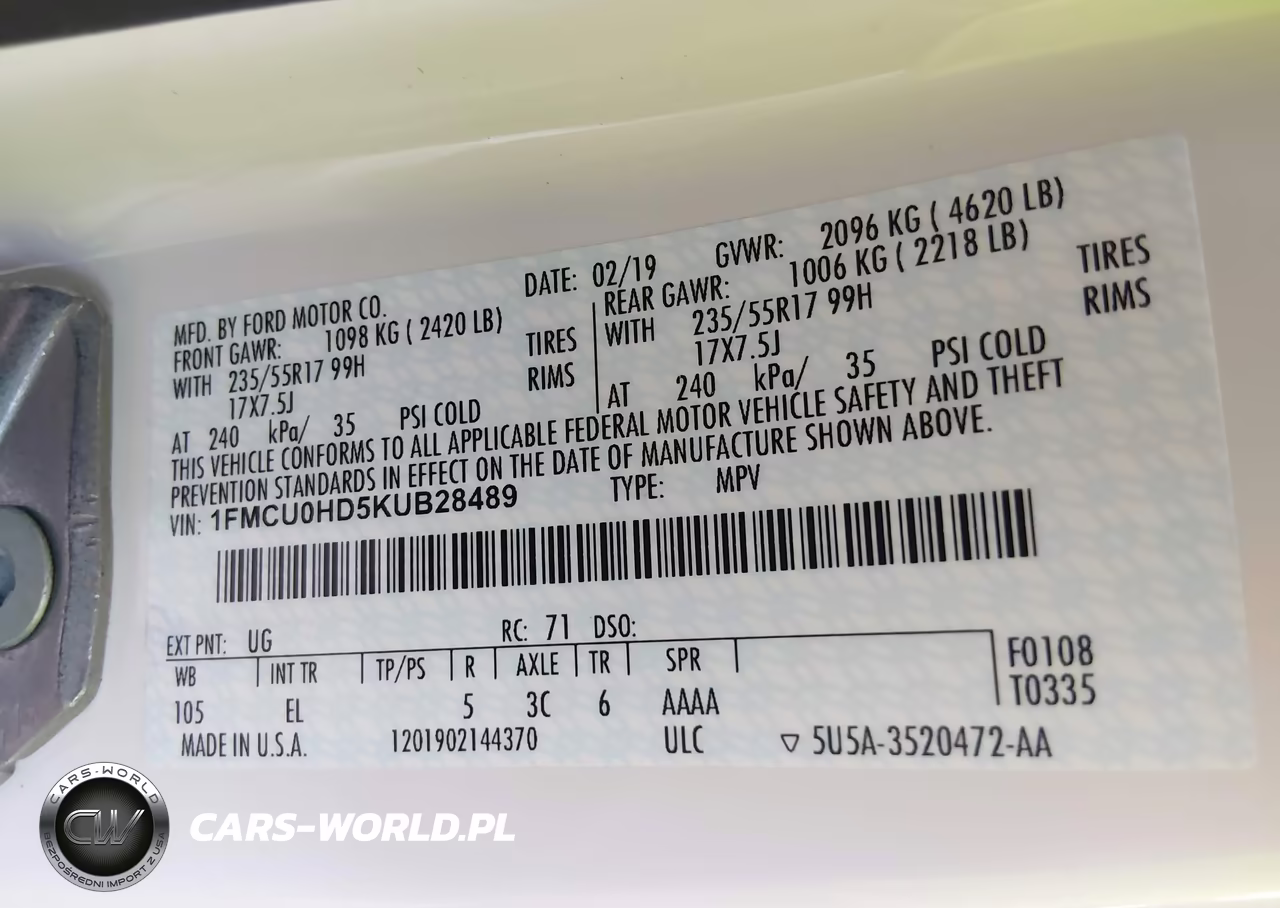 2019 Ford Escape Sel VIN:1FMCU0HD5KUB28489 - 9