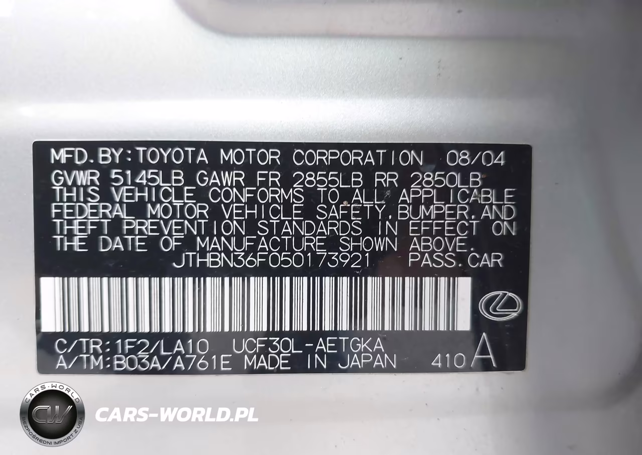 2005 Lexus Ls 430 VIN:JTHBN36F050173921 - 9