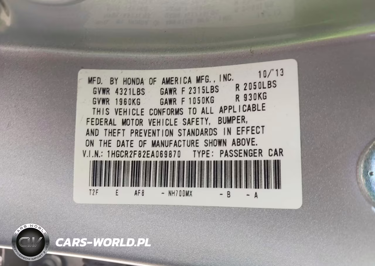 2014 Honda Accord Ex-L VIN:1HGCR2F82EA069870 - 9