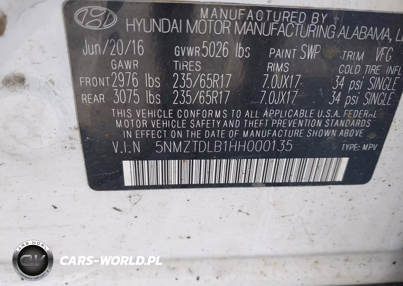 2017 Hyundai Santa Fe Sport 2.4L VIN:5NMZTDLB1HH000135 - 9