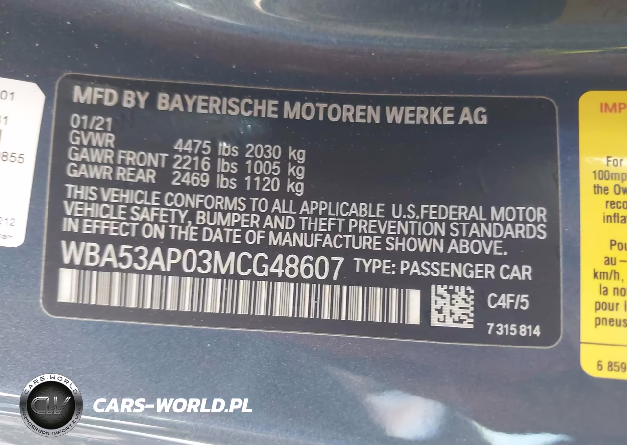 2021 BMW 430I VIN:WBA53AP03MCG48607 - 9