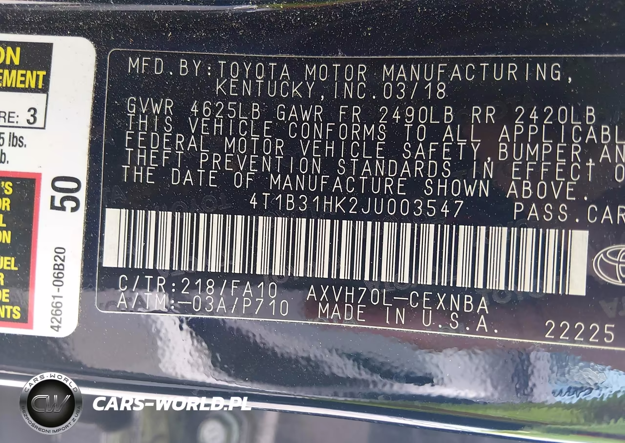 2018 Toyota Camry Hybrid Le VIN:4T1B31HK2JU003547 - 9