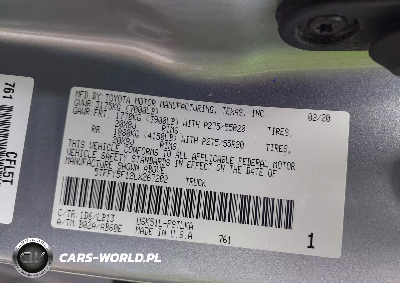 2020 Toyota Tundra Limited VIN:5TFFY5F12LX267202 - 9