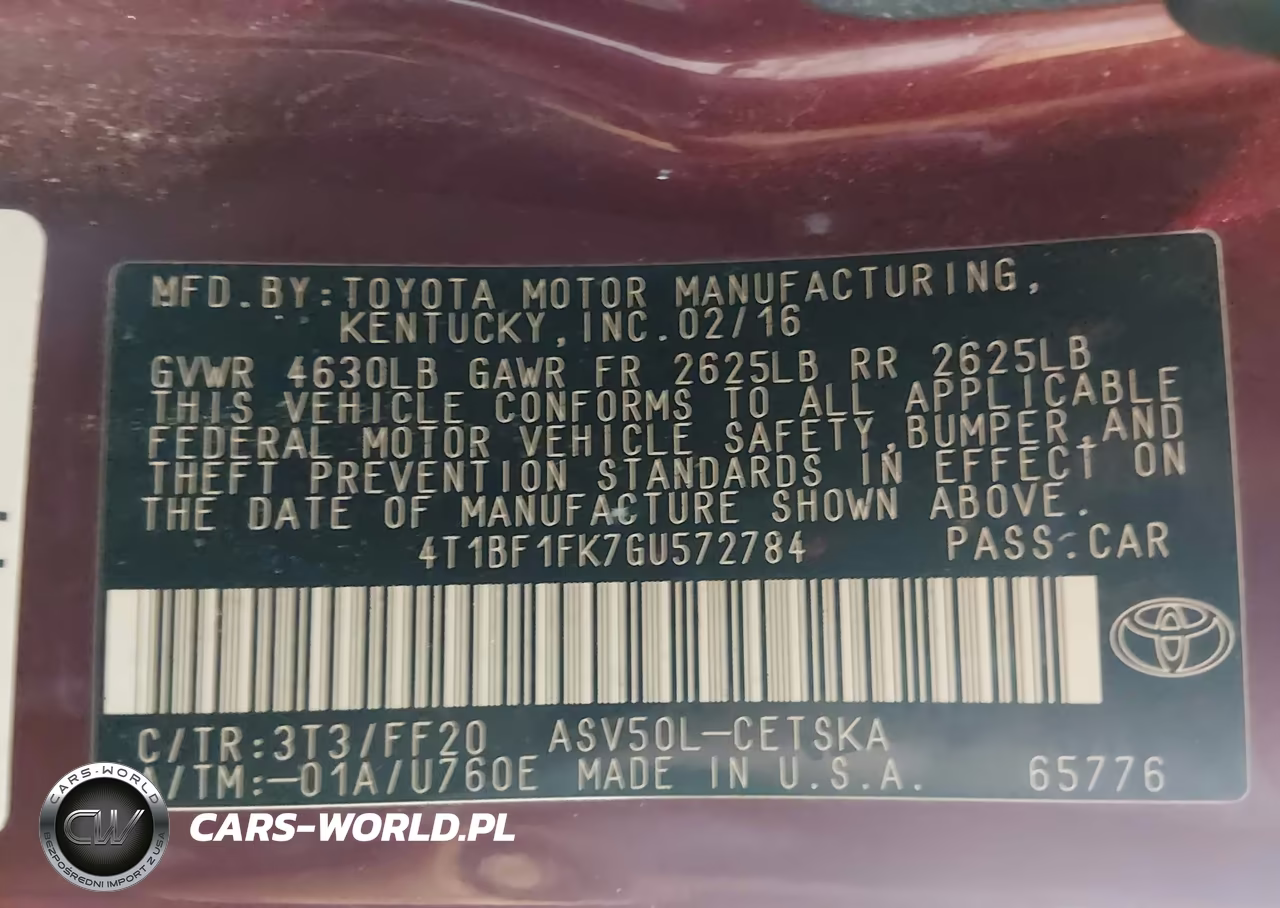 2016 Toyota Camry Se VIN:4T1BF1FK7GU572784 - 9