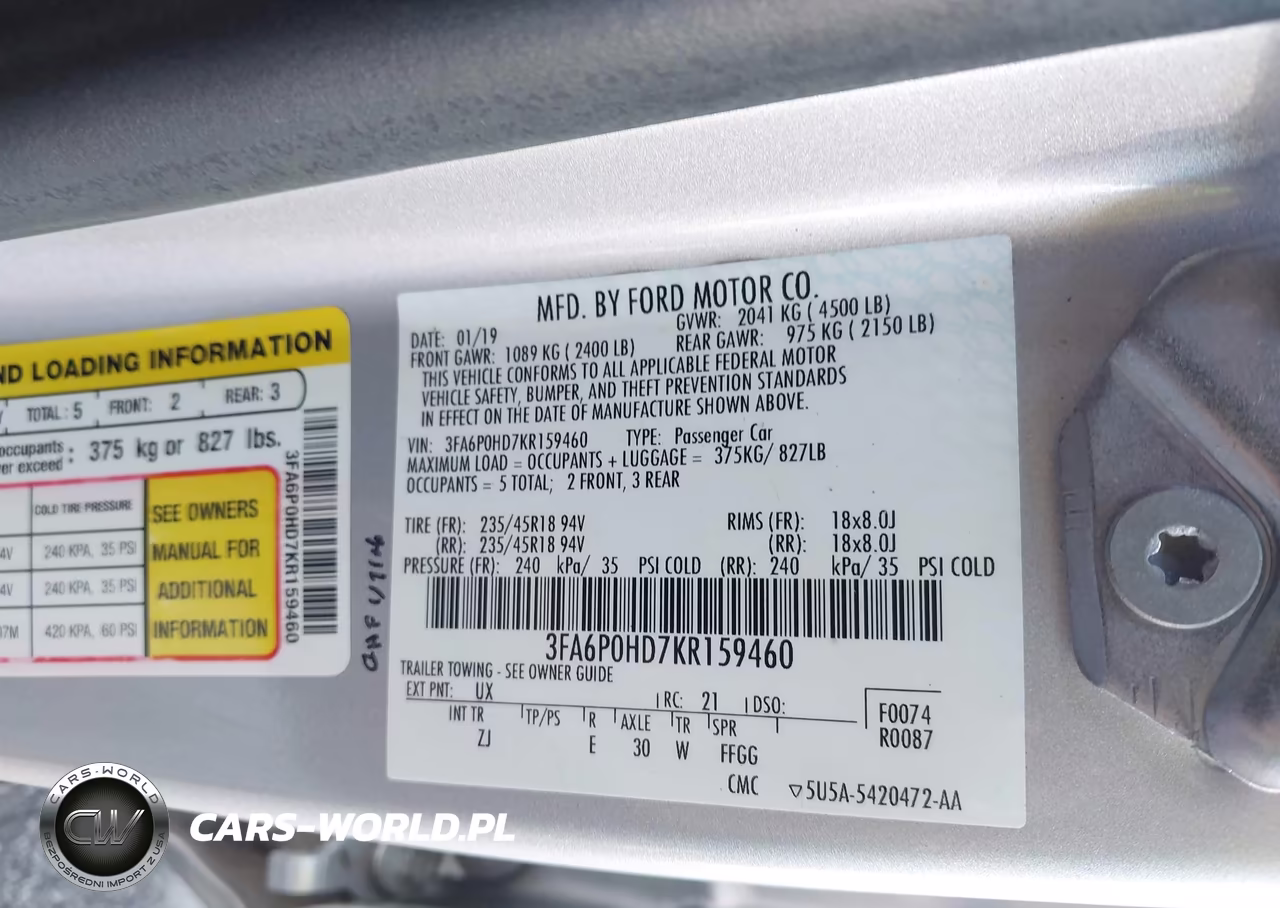 2019 Ford Fusion Se VIN:3FA6P0HD7KR159460 - 9
