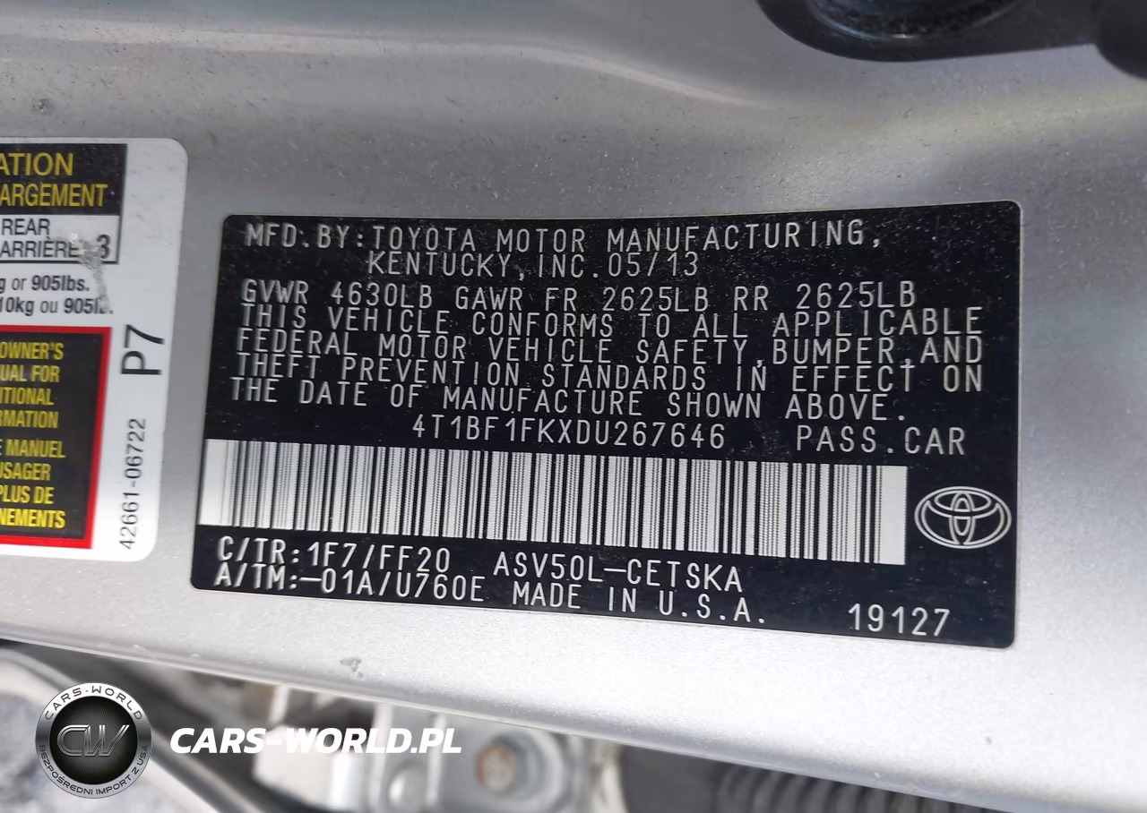 2013 Toyota Camry Se VIN:4T1BF1FKXDU267646 - 9