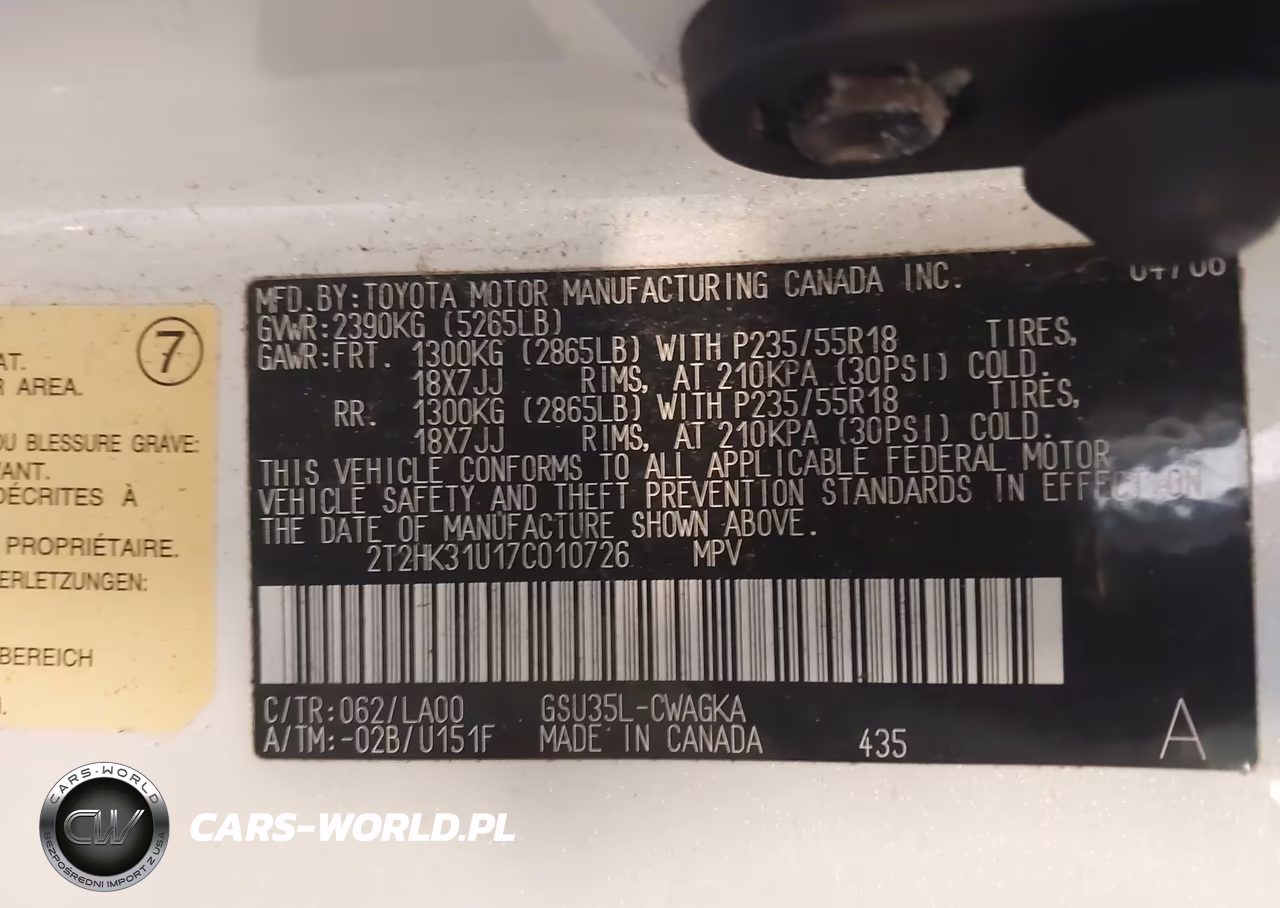 2007 Lexus Rx 350 VIN:2T2HK31U17C010726 - 9