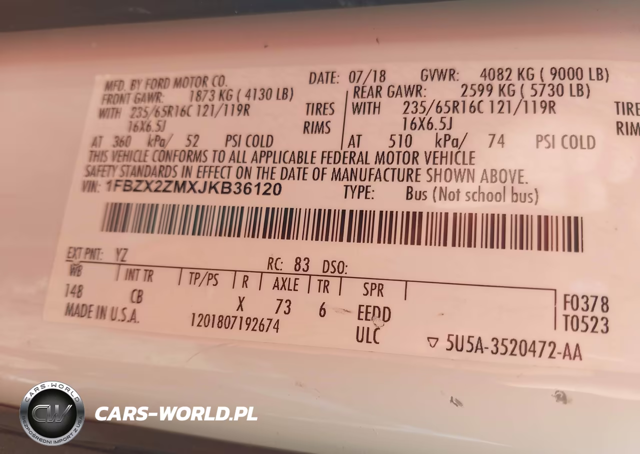 2018 Ford Transit-350 Xl VIN:1FBZX2ZMXJKB36120 - 9