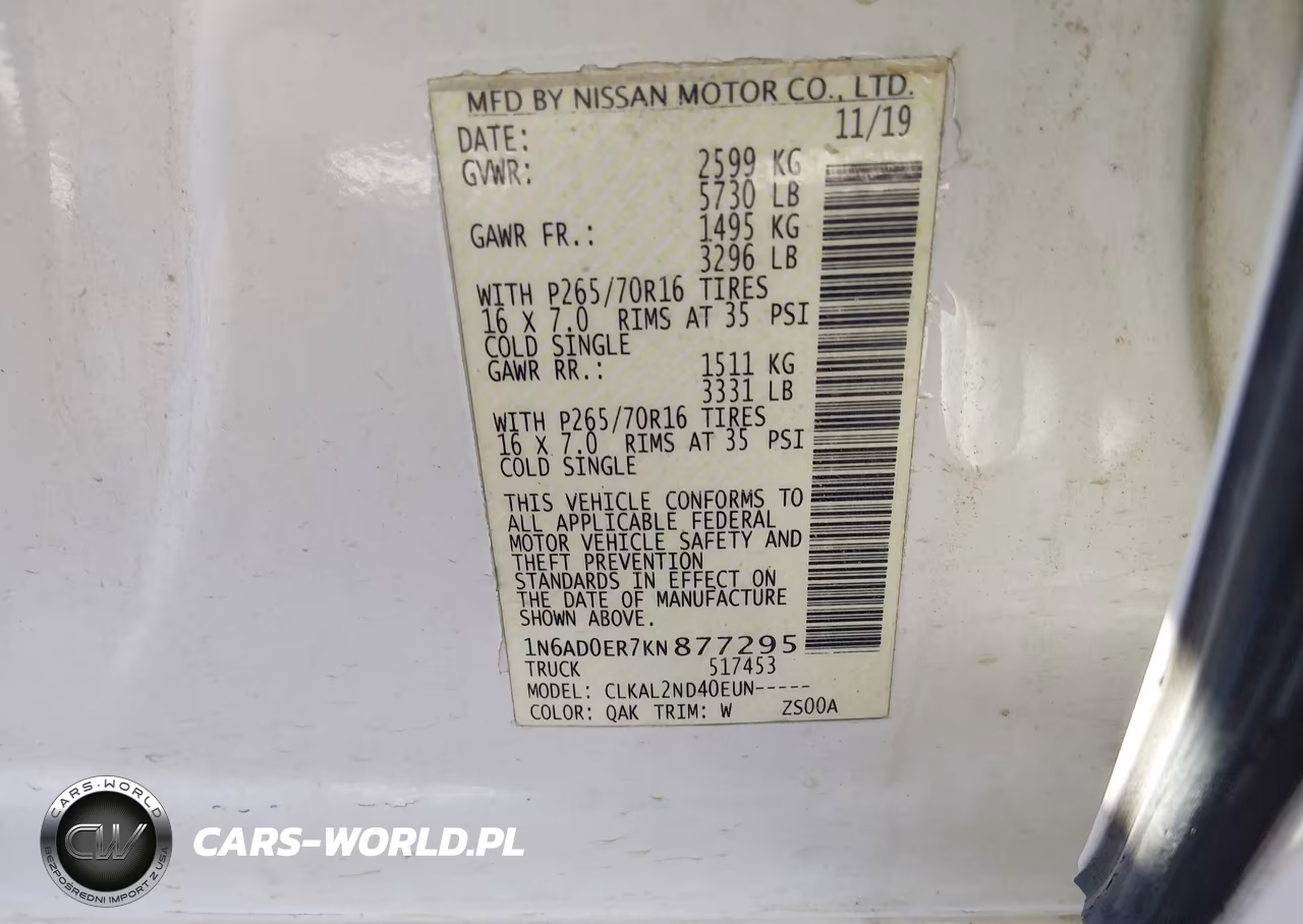 2019 Nissan Frontier Sv VIN:1N6AD0ER7KN877295 - 9