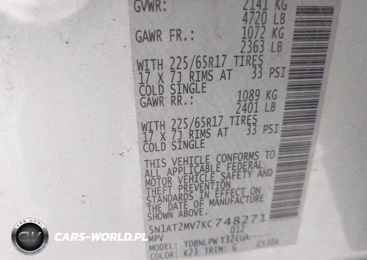 2019 Nissan Rogue S VIN:5N1AT2MV7KC748271 - 9