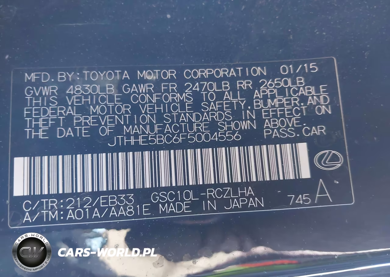 2015 Lexus Rc 350 VIN:JTHHE5BC6F5004556 - 9