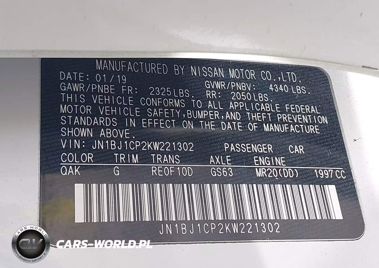 2019 Nissan Rogue Sport S VIN:JN1BJ1CP2KW221302 - 9
