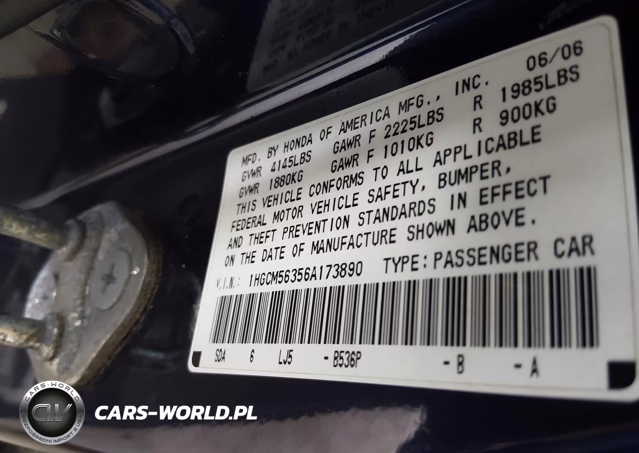 2006 Honda Accord 2.4 Se VIN:1HGCM56356A173890 - 9
