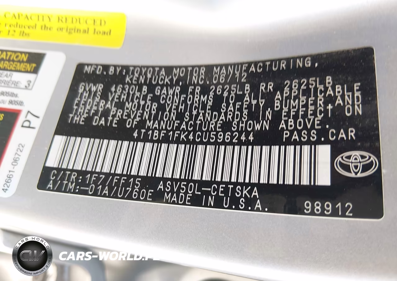 2012 Toyota Camry Se VIN:4T1BF1FK4CU596244 - 9