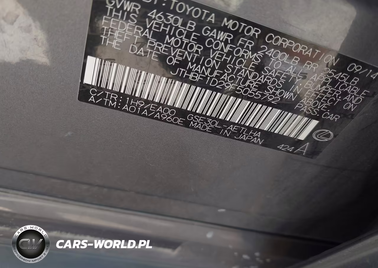 2015 Lexus Is 250 VIN:JTHBF1D29F5055792 - 9