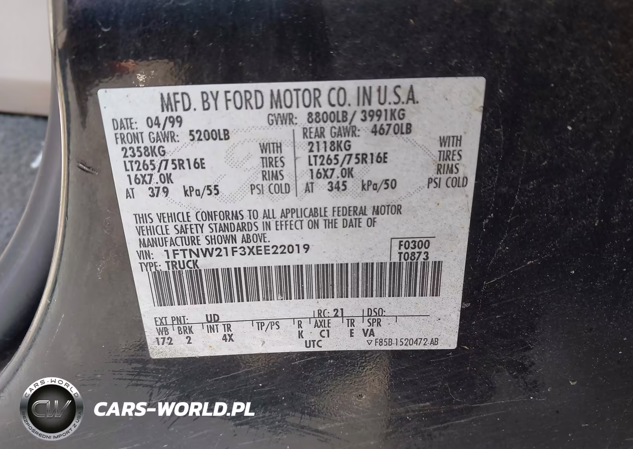 1999 Ford F-250 Lariat-Xl-Xlt VIN:1FTNW21F3XEE22019 - 9