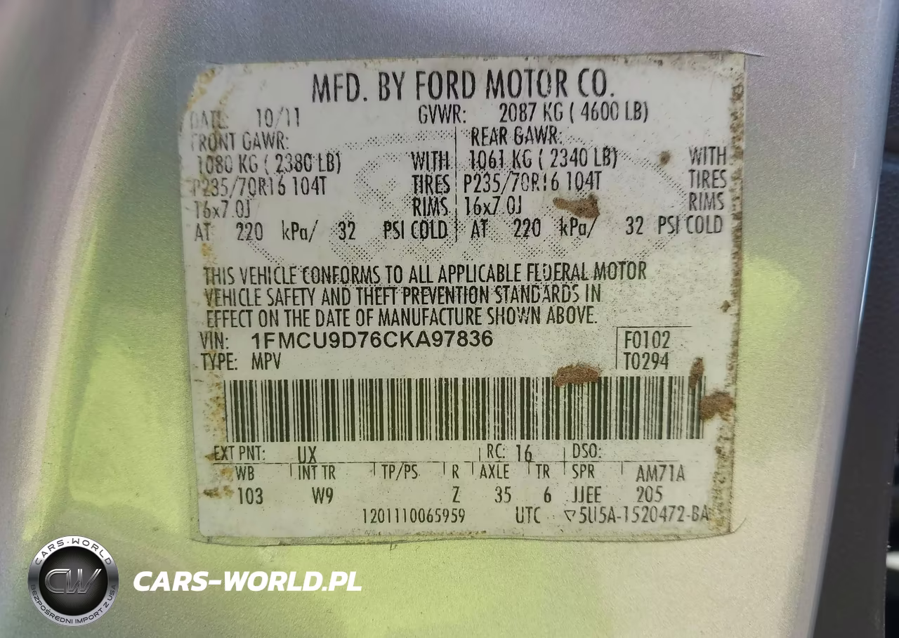 2012 Ford Escape Xlt VIN:1FMCU9D76CKA97836 - 9