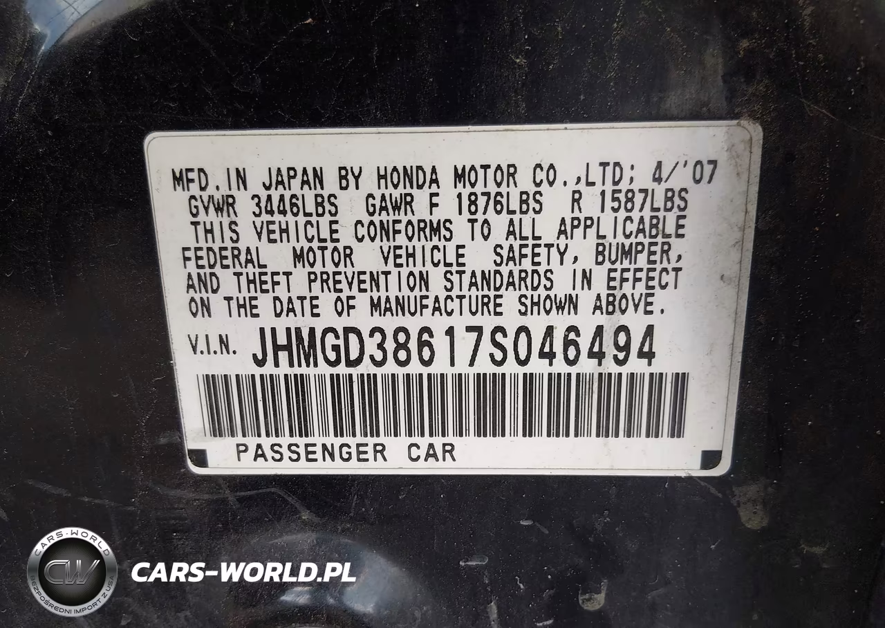 2007 Honda Fit S VIN:JHMGD38617S046494 - 9