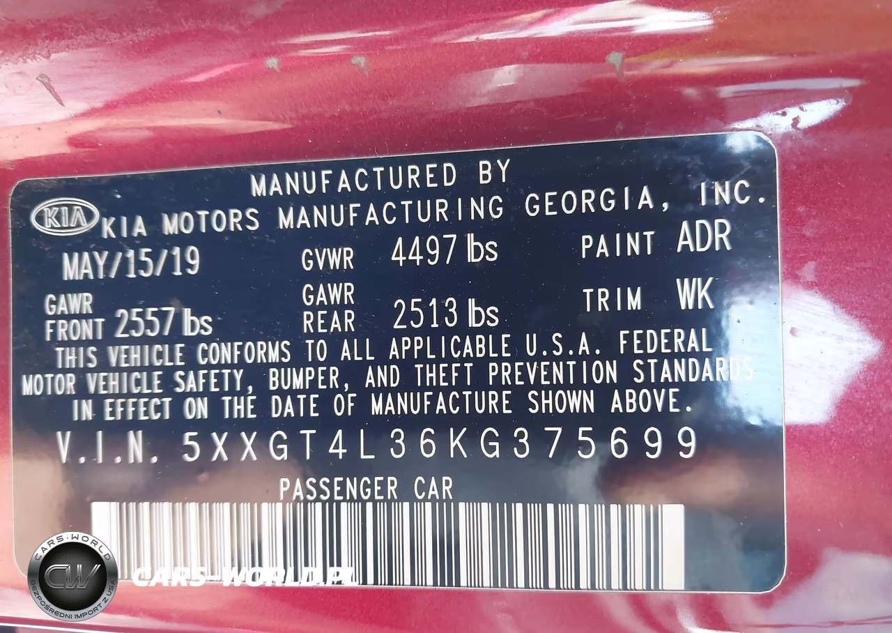 2019 Kia Optima S VIN:5XXGT4L36KG375699 - 9