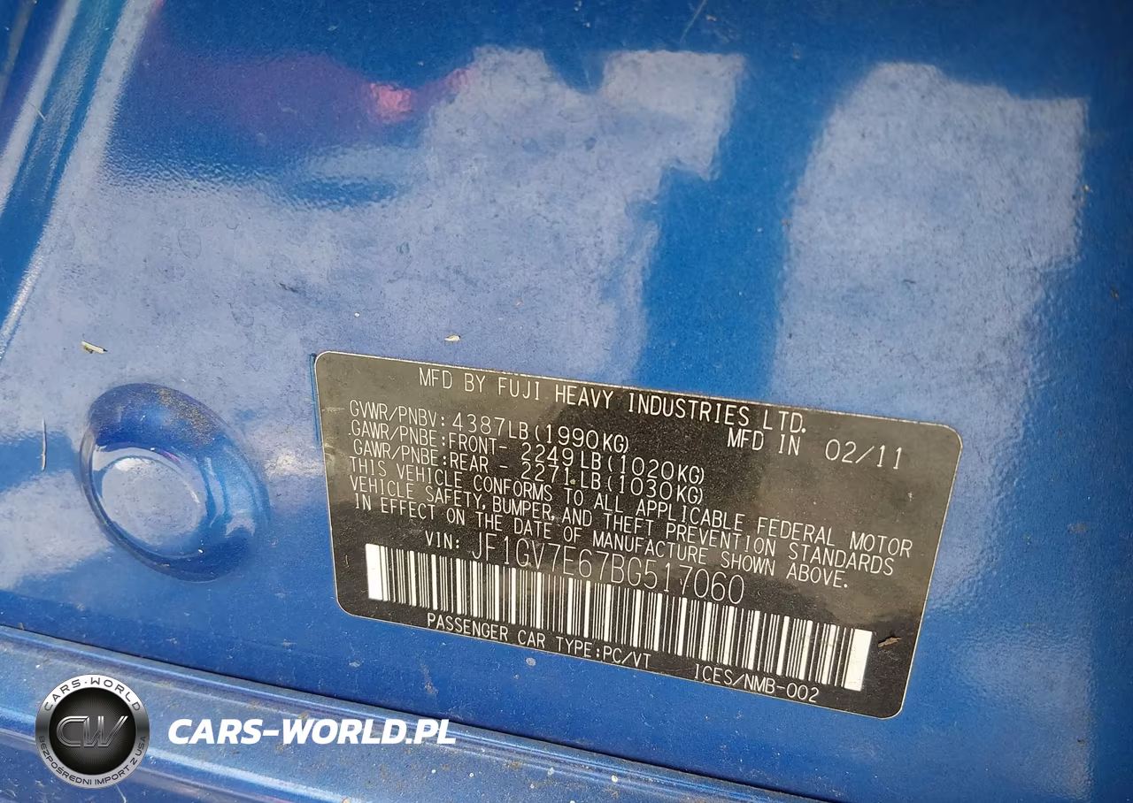 2011 Subaru Impreza Wrx VIN:JF1GV7E67BG517060 - 9