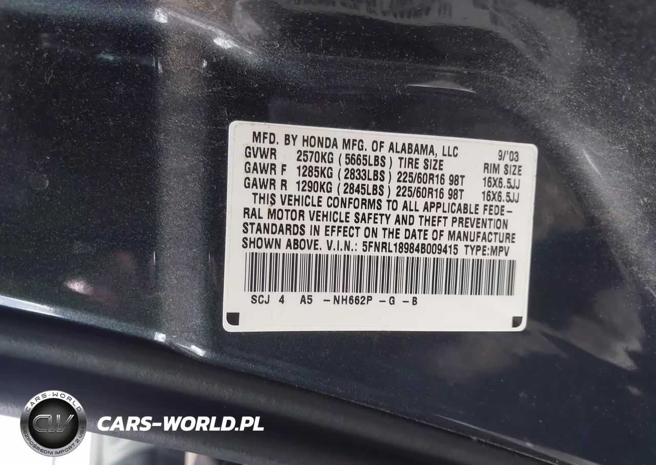 2004 Honda Odyssey Ex-L VIN:5FNRL18984B009415 - 9