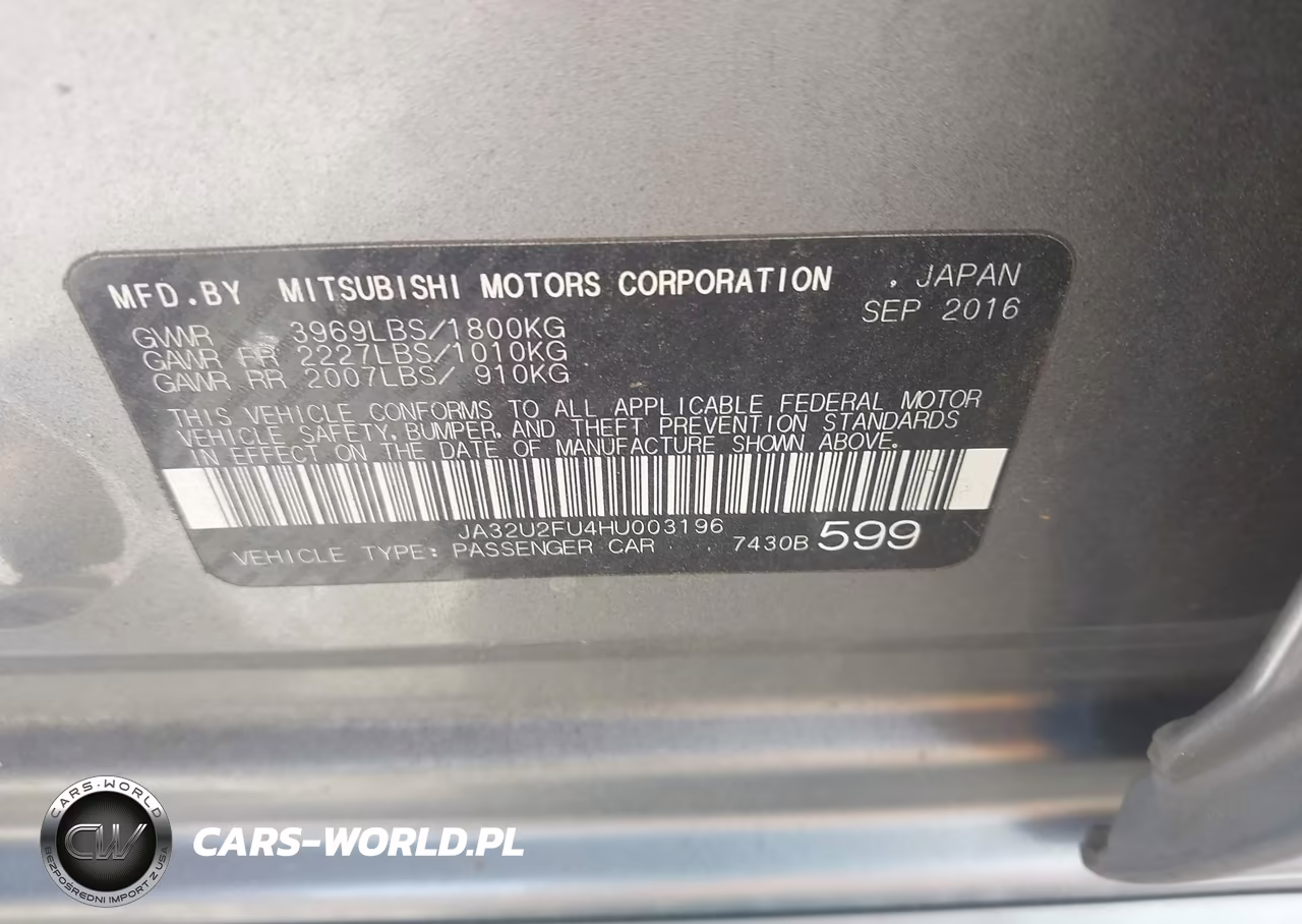 2017 Mitsubishi Lancer Es VIN:JA32U2FU4HU003196 - 9