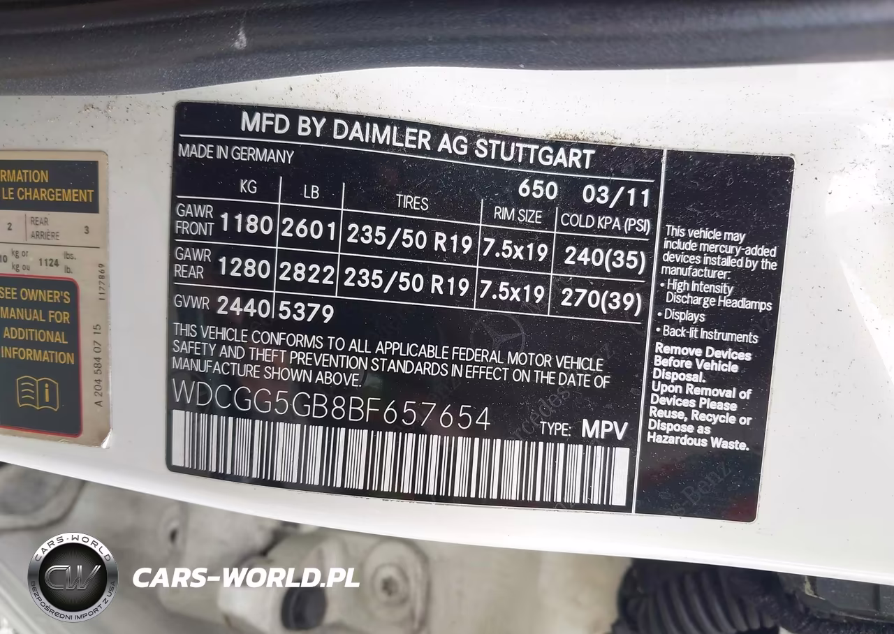 2011 Mercedes-Benz Glk 350 VIN:WDCGG5GB8BF657654 - 9
