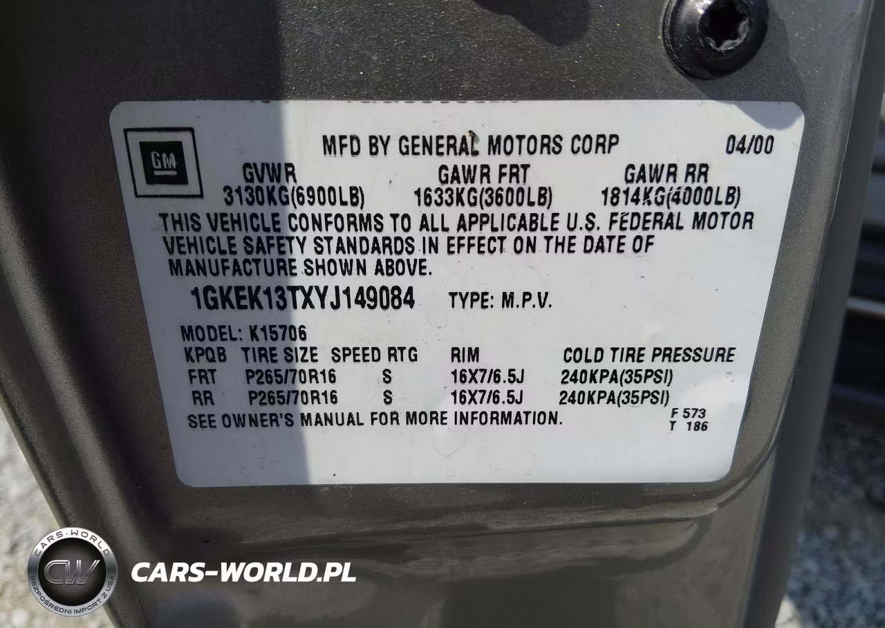 2000 GMC Yukon Slt VIN:1GKEK13TXYJ149084 - 9