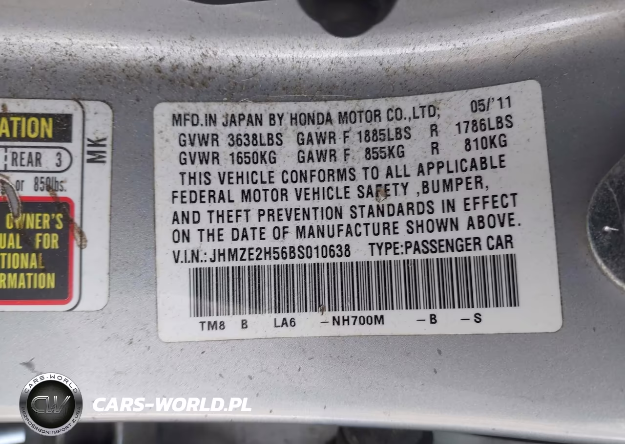 2011 Honda Insight Lx VIN:JHMZE2H56BS010638 - 9