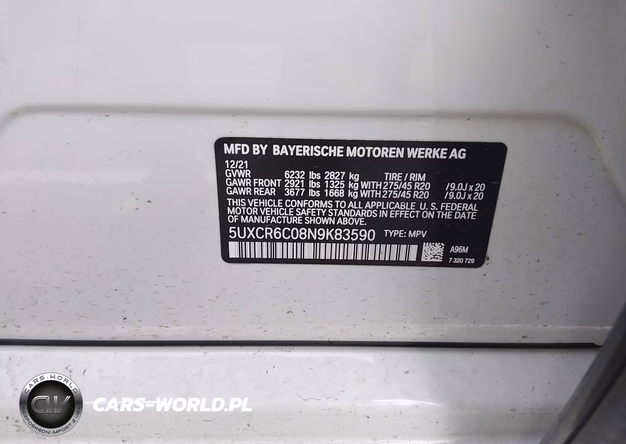 2022 BMW X5 xDrive40I VIN:5UXCR6C08N9K83590 - 9